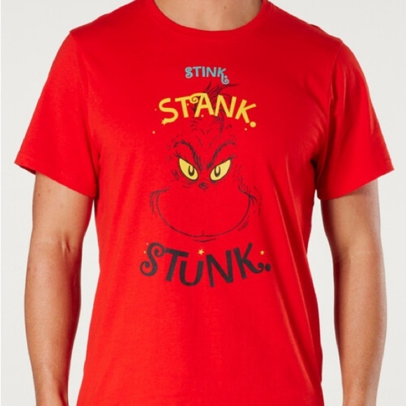 Dr. Seuss The Grinch Stink Stank Stunk Short Sleeve Red Tee Size Medium New - Picture 1 of 8